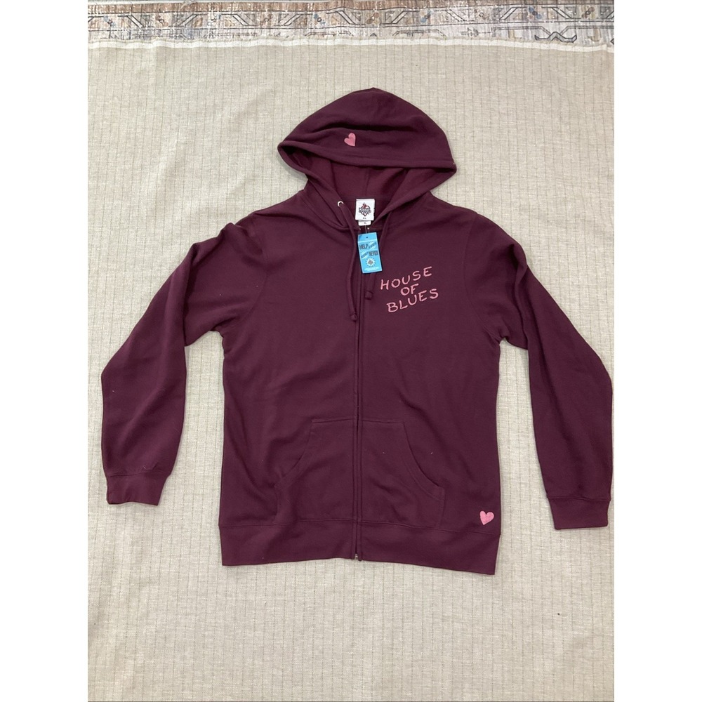 Y2K House Of Blues Zip Up Hooded Jacket Burgundy